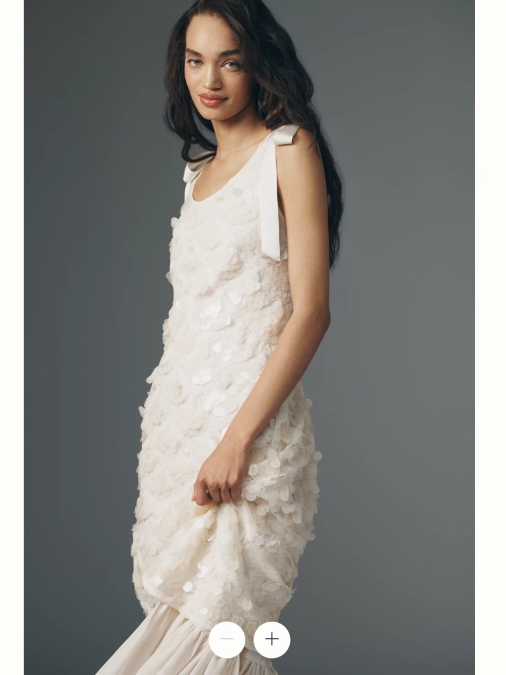 En Saison Ivory Floral Appliqué Midi Dress with Ruffle Hem - Picture 4 of 4